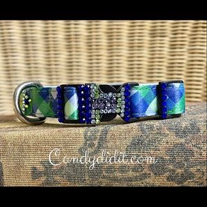 NWT Super Sparkly & Cute Candy Did It! I Love My Dog Plaid Bling Collar Medium